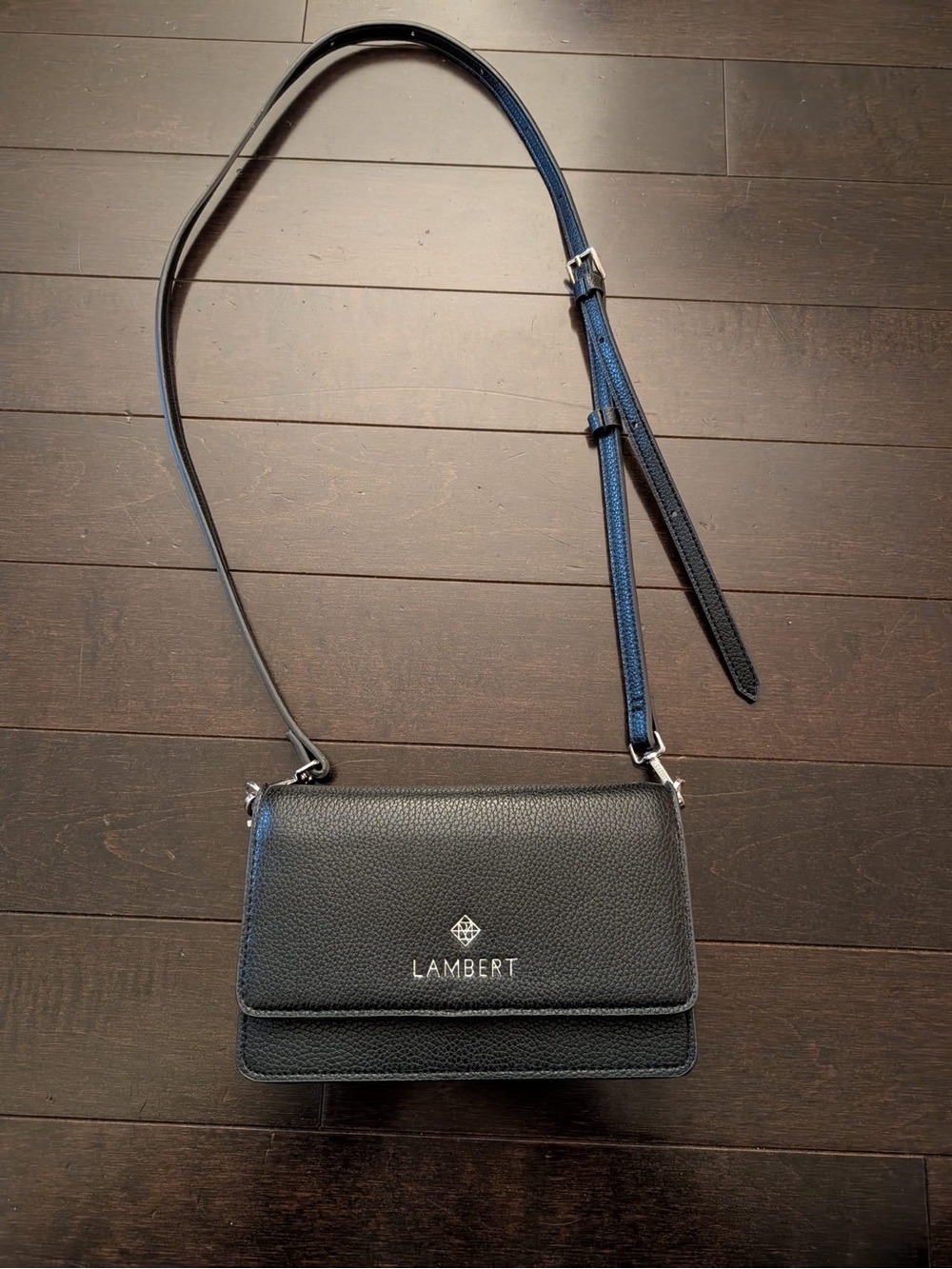 LAMBERT Black Pebbled Leather Crossbody Bag